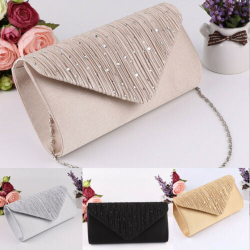 NEW LADIES FLAT PARTY PROM BRIDAL FLORAL EMBROIDED SATIN ENVELOPE CLUTCH BAG